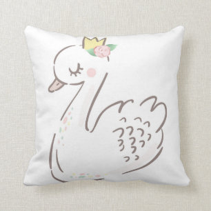 Crown Swan Baby Girl Boho Ethereal Nursery Pillow