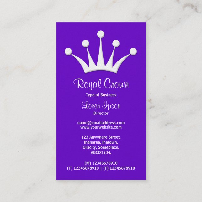 Crown Symbol - Purple 6600CC (Gold) Business Card (Front)