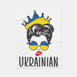 Crown Ukrainian Girl Ukraine Messy Bun Women Ukrai Fleece Blanket