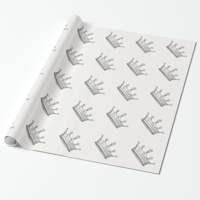 Crown Vintage Art Wrapping Paper (Unrolled)