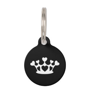 Crown with Hearts Against Black Pet Tag
