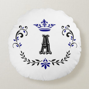 Crown Wreath A Monogram Round Cushion
