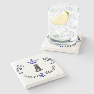 Crown Wreath A Monogram Stone Coaster