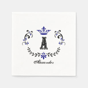 Crown Wreath A Monogram Wedding Napkin