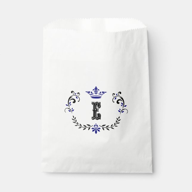 Crown Wreath Monogram 'E' Favour Bag (Front)