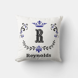 Crown Wreath Monogram 'R' Personalised Cushion