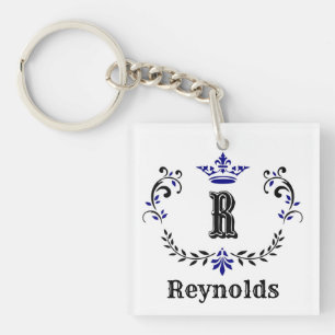 Crown Wreath Monogram 'R' Personalised Key Ring
