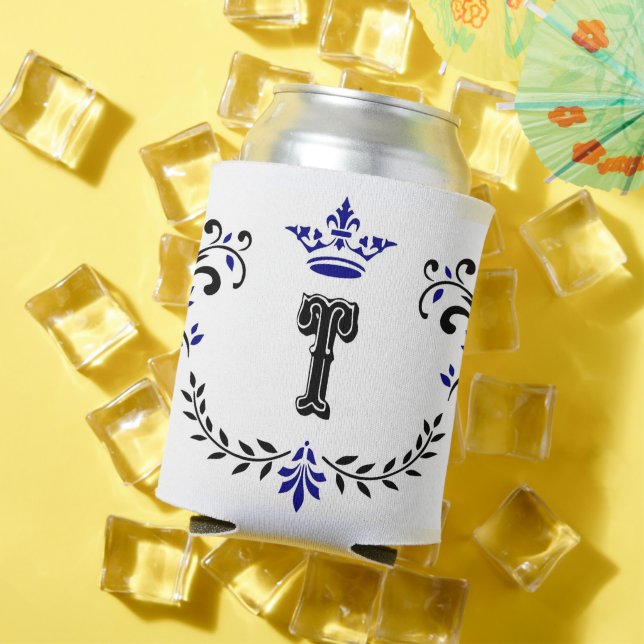 Crown Wreath Monogram 'T' Can Cooler (In Situ Summer)