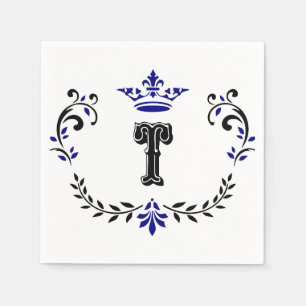 Crown Wreath Monogram 'T' Napkin