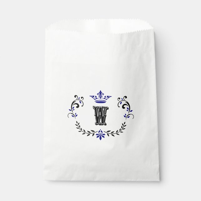 Crown Wreath Monogram 'W' Favour Bag (Front)