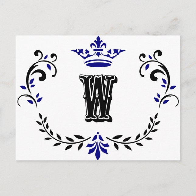 Crown Wreath Monogram 'W' Postcard (Front)