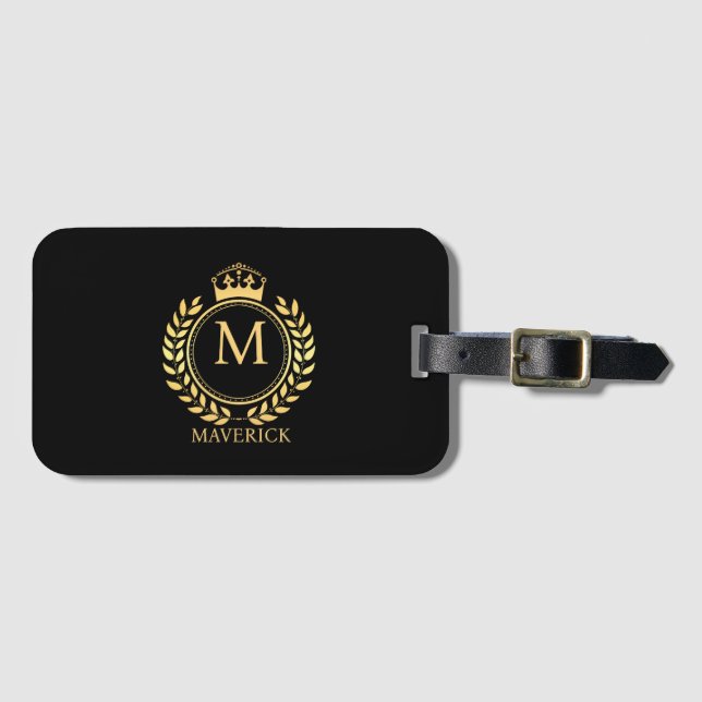 crown wreath Monogrammed Luggage Tag (Front Horizontal)