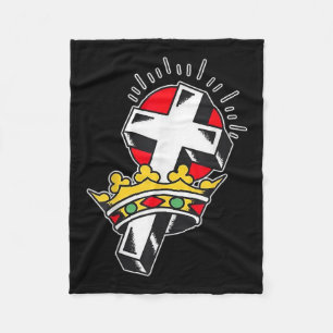 Crown X Crucifix Traditional Tattoo Flash  Fleece Blanket