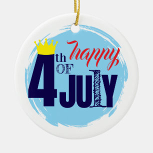 Crowned 4th Of July Ceramic Ornament
