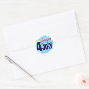 Crowned 4th Of July Classic Round Sticker