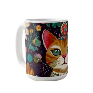 Crowned Bejewelled Cat Coffee Mug