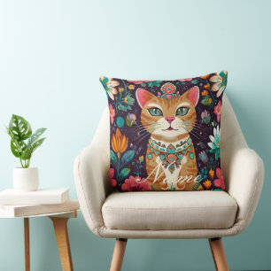 Crowned Bejewelled Cat  Cushion