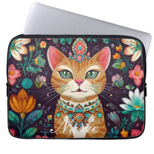 Crowned Bejewelled Cat Laptop Sleeve