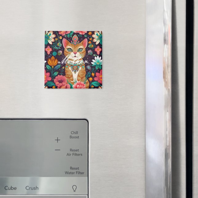 Crowned Bejewelled Cat  Magnet (In Situ (Fridge))