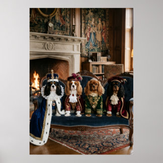Crowned Cavalier Spaniel Royal Court Portrait Poster