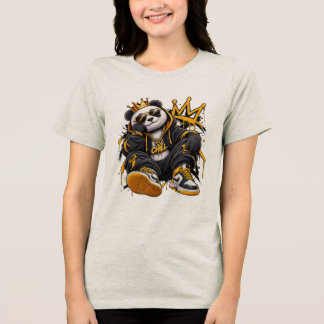 Crowned Chill Panda – Streetwear Hip Hop Panda Tri-Blend Shirt