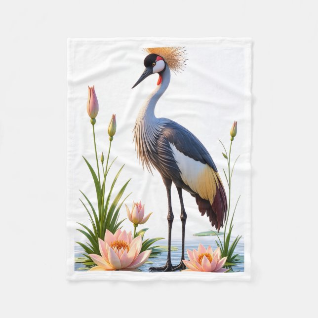 Crowned Crane and Lotus Blanket (Front)