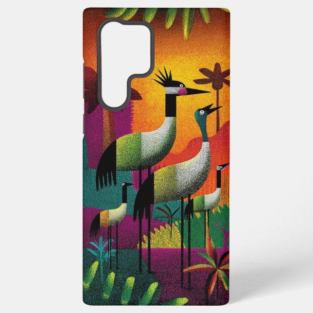 Crowned Cranes Jungle Pop Phone Case (Back)