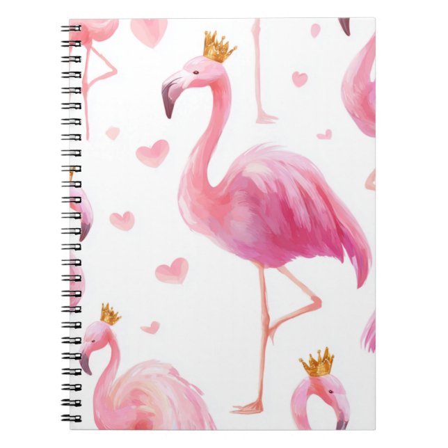 Crowned Flamingo – Luxe Island Vibes Notebook (Front)