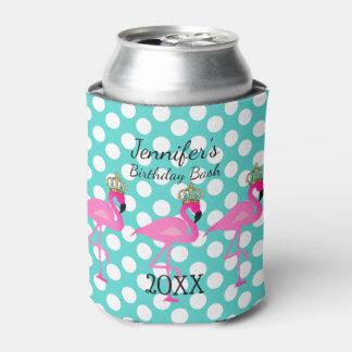 Crowned Flamingo Personalised Birthday Can Cooler