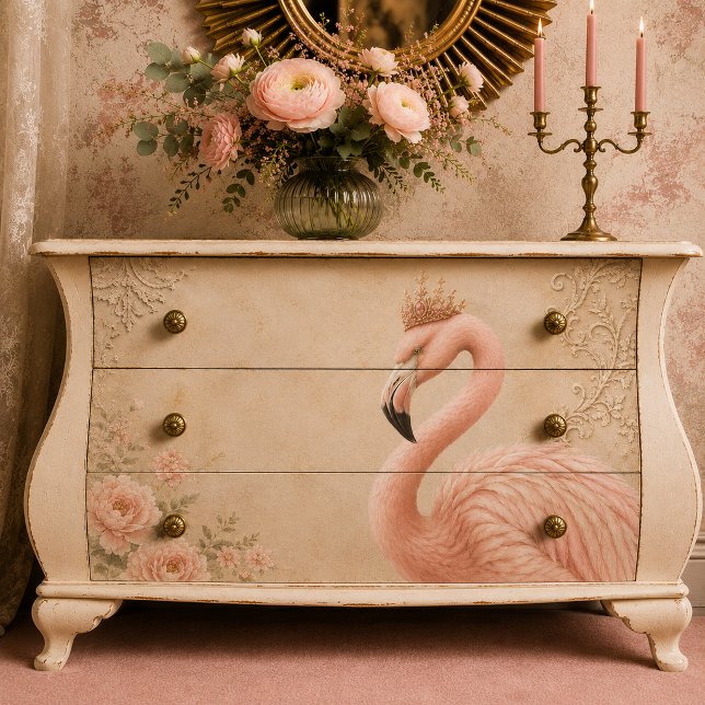 Crowned Flamingo Vintage Decoupage Tissue Paper (Creator Uploaded)