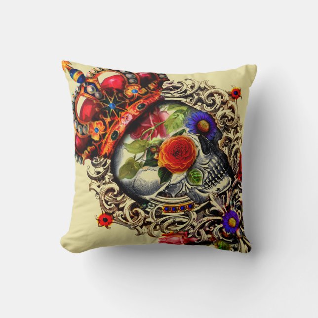 Crowned Floral Skull Cushion (Front)
