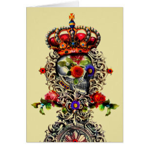 Crowned Floral Skull Greeting Card