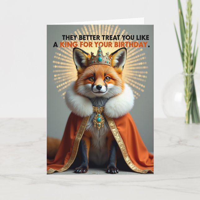 Crowned Fox Birthday Card (Front)