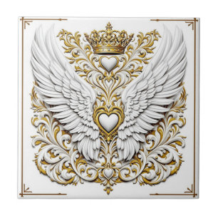 Crowned Golden Embrace Ceramic Tile