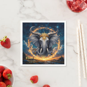 Crowned Guardian of the Celestial Gate the elefant Napkin