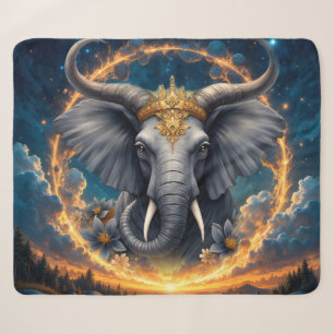 Crowned Guardian of the Celestial Gate the elefant Sherpa Blanket