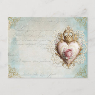 Crowned Heart Vintage Collage Postcard
