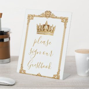 Crowned in Gold Royal Crown Elegant Pedestal Sign