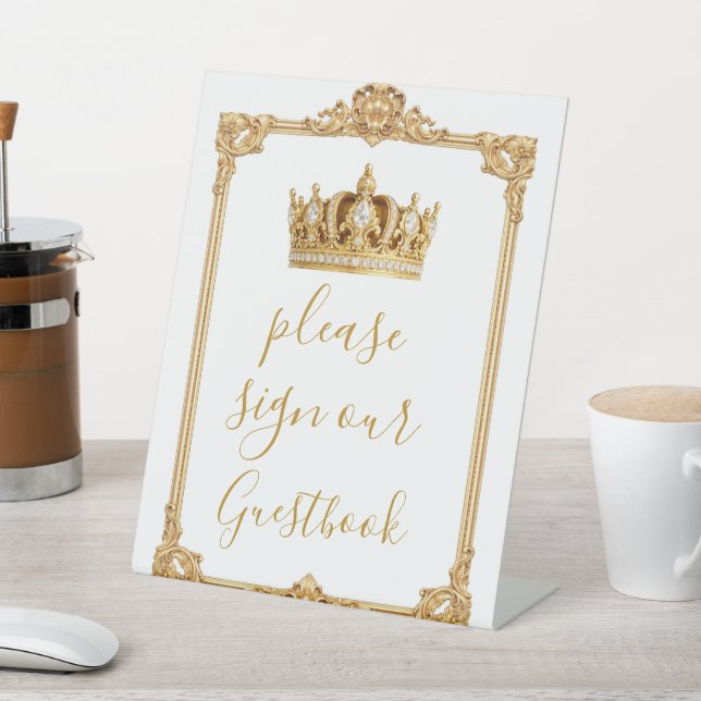 Crowned in Gold Royal Crown Elegant Pedestal Sign (In SItu)