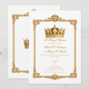 Crowned in Gold Royal Crown Elegant Wedding Invitation