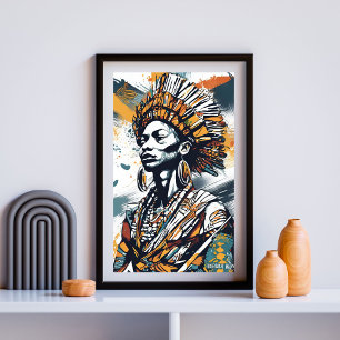 Crowned in Heritage – Afrocentric Tribal Queen Poster