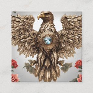 Crowned jewelled eagle square business card