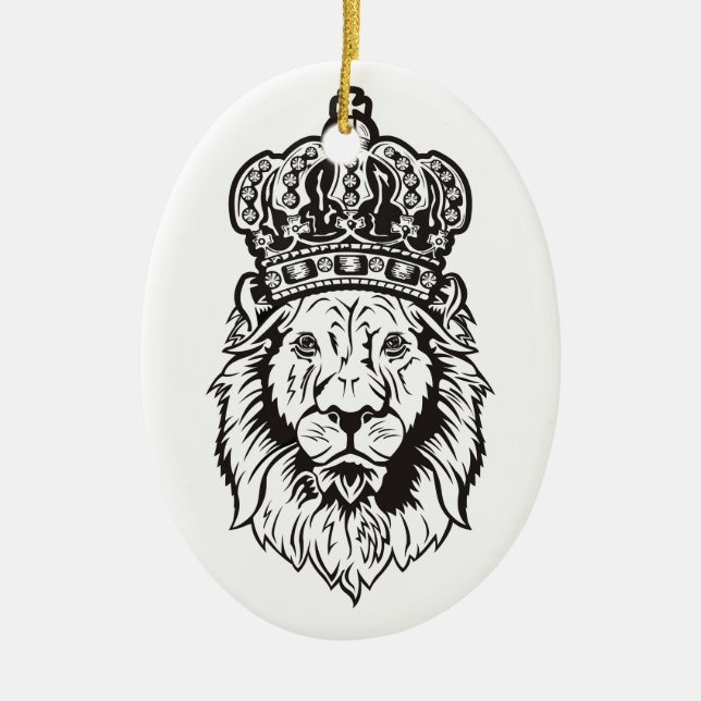 Crowned Lion's Head Ceramic Tree Decoration (Front)