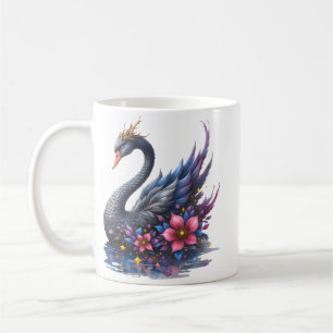 Crowned Moon Swan – Guardian of the Silent Lake. Coffee Mug