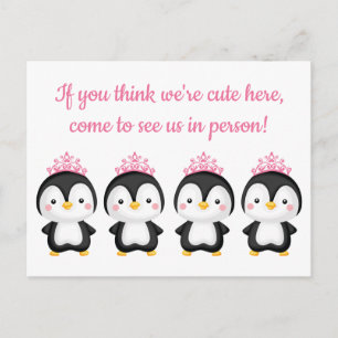 Crowned Penguin Concert Invitation Personalise Postcard