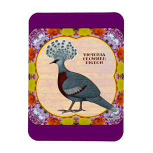 Crowned Pigeon Floral Magnet
