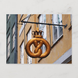 Crowned Pretzel Sign in Copenhagen Postcard