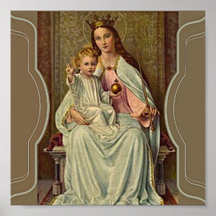 Crowned Queen of Heaven Infant Jesus holding Globe Poster