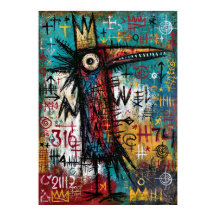 Crowned Raven Neo Expressionist Bird Art