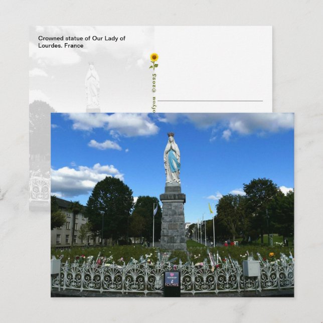 Crowned Statue of Our Lady of Lourdes, France -  Postcard (Front/Back)